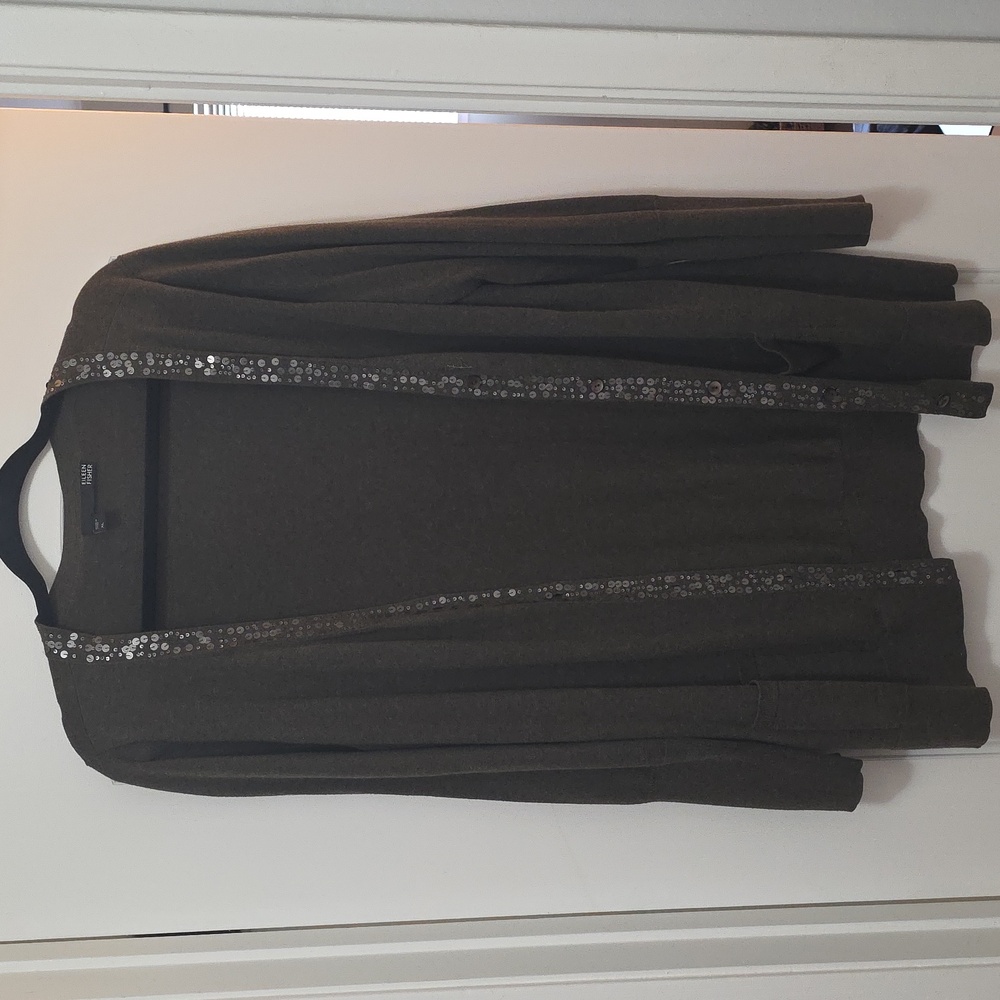 Eileen Fisher Olive Knitwear Cardigan XL With Sparkle